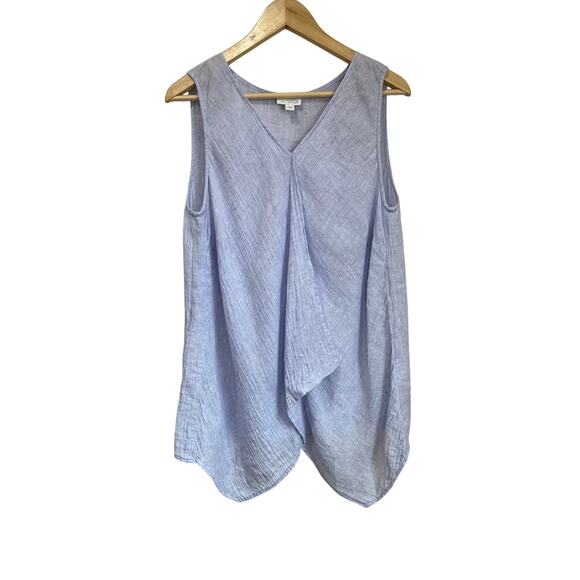 J.Jill Pure Linen Sleeveless Draped Top M Light Blue Summer Coastal Chic - Picture 1 of 6